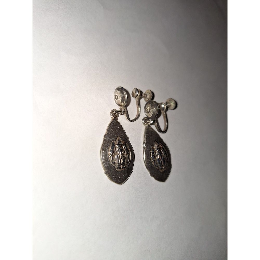 Vintage Screw Back Earrings Elephant Siam Sterling 925 - Picture 6 of 8